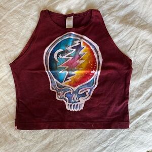 ⚡️ Grateful Dead Crop Top with Stealie by Jenny Handmade Batik • Size Small